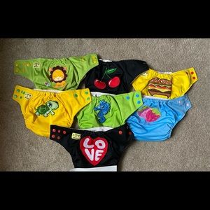 7 Little monsters one size fits many, pocket diapers!